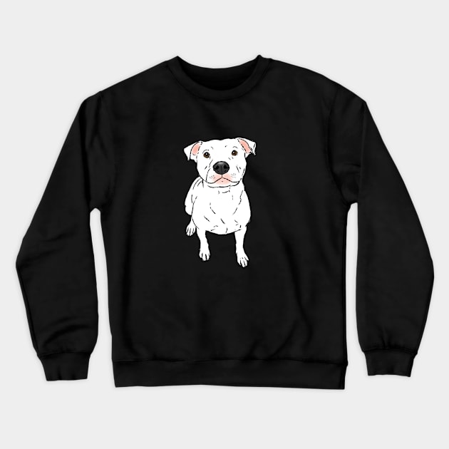 White Pitbull, Sitting Pittie Crewneck Sweatshirt by sockdogs